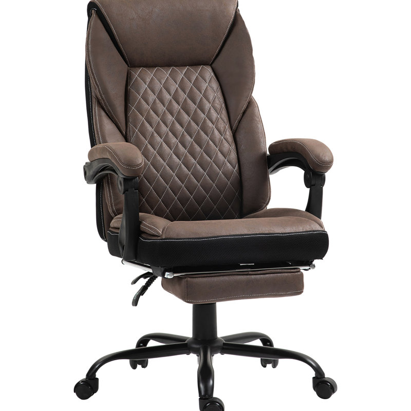 Fauteuil de bureau ergonomique avec repose-pieds - Brun foncé, réglable en hauteur et inclinable, confortable pour les routines de travail quotidiennes