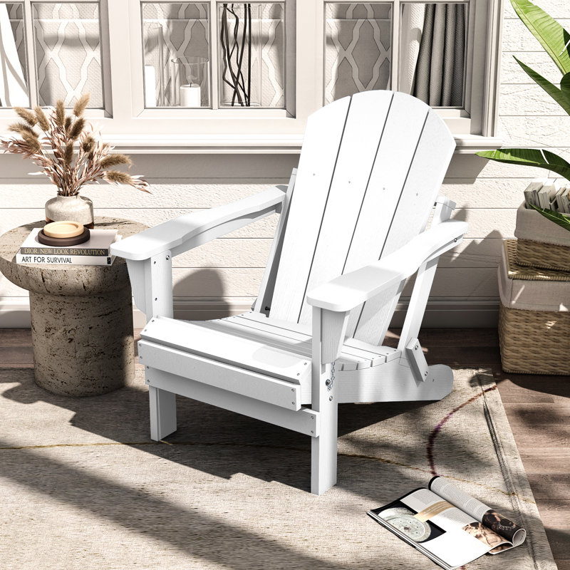 Chaise Adirondack pliante en plastique Hyginos, Blanc