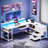 Lymon L-Shaped Metal Base Computer Desk with Power Outlet-2009467487