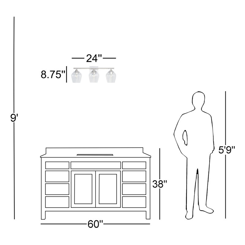 Arjenis 3 - Light Dimmable Vanity Light, Chrome