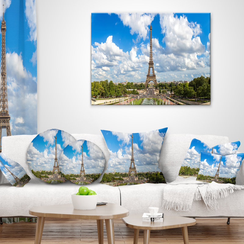 Coussin de cityscape panoramique paris paris eiffel towerunder clouds, Rectangle 12 po x 20 po