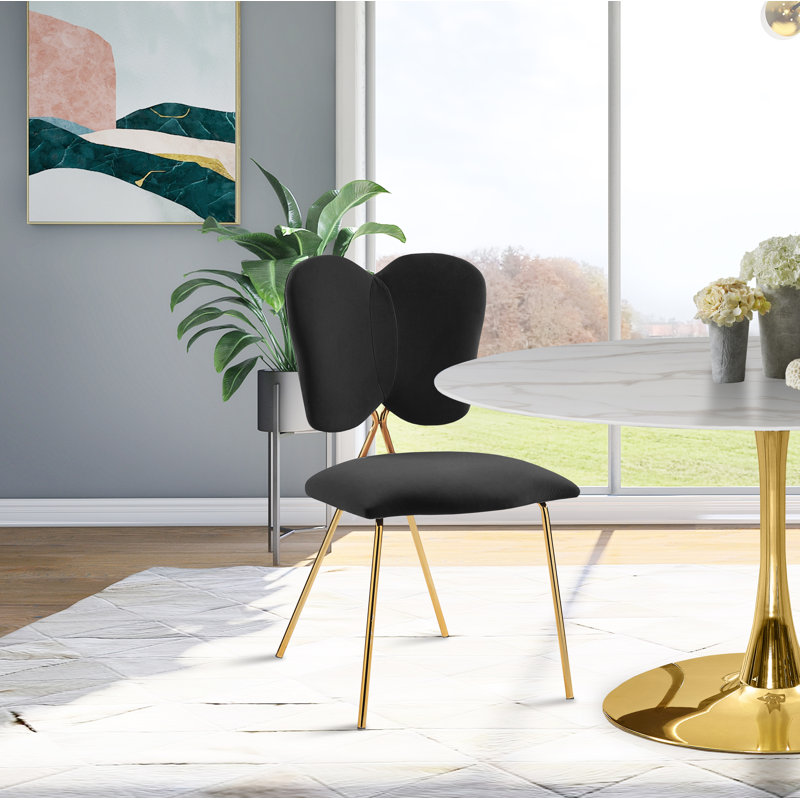 Chaise d'appoint en velours Angel, Velours noir