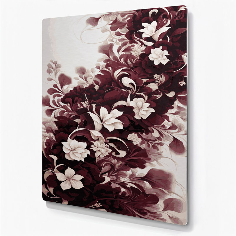 Abstrait floral 43, art mural en métal brun, H 11 po x l 14 po