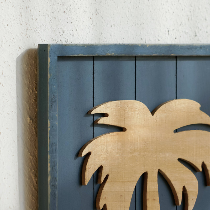 Décoration murale bois de palmier tropical fait à la main