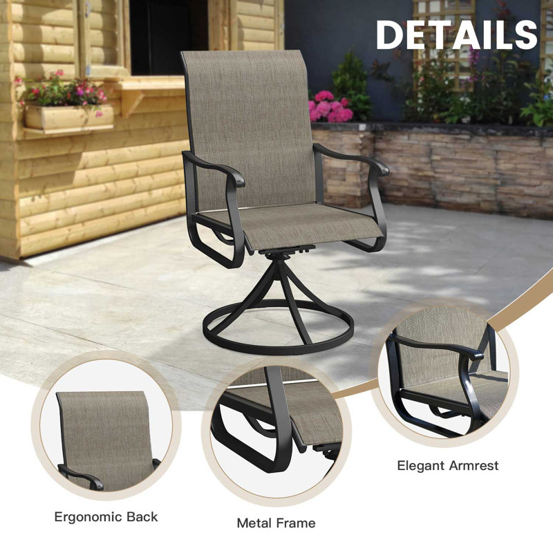 6-Person Outdoor Round Dining Set, Brown/Brown, 28.3" H x 56.3" W x 56.3" D