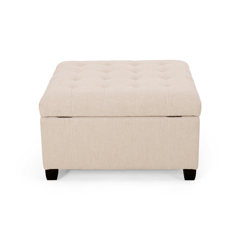 Repose-pieds capitonné avec rangement Anikait, Tissu couleur blé