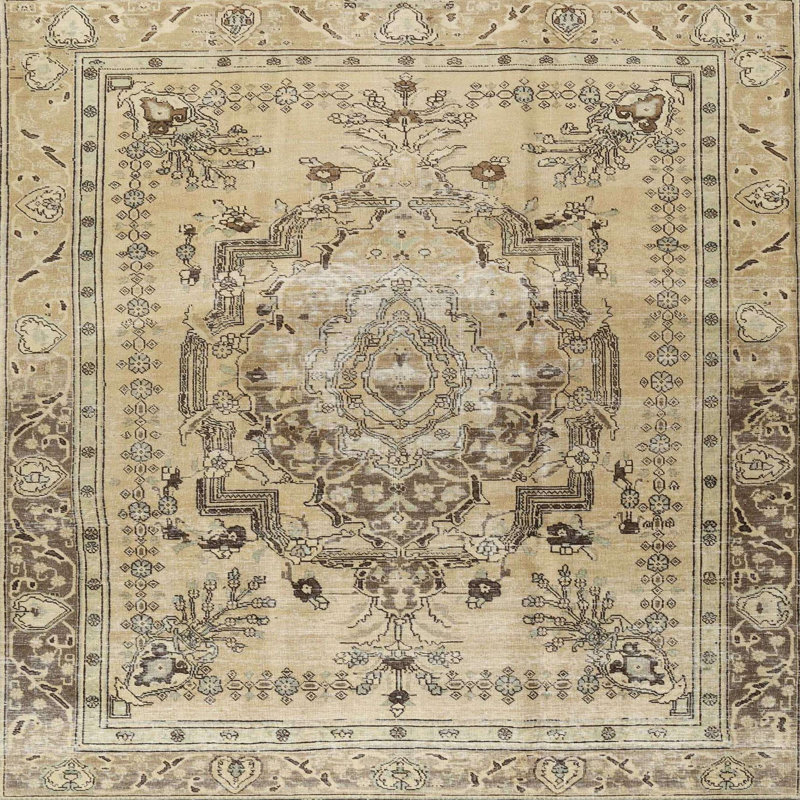 Tapis oriental beige / brun, Rond 8 pi