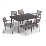 Eiland 63" Dining Set -2 Eiland Armchairs, 4 Eiland Side Chairs -Carbon w/ Mocha finish