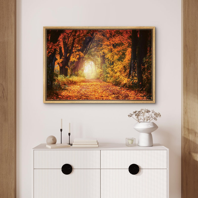 «Vibrant Orange Autumn Fall Forest Nature» sur, Cadre flottant naturel, H 24 po x l 36 po