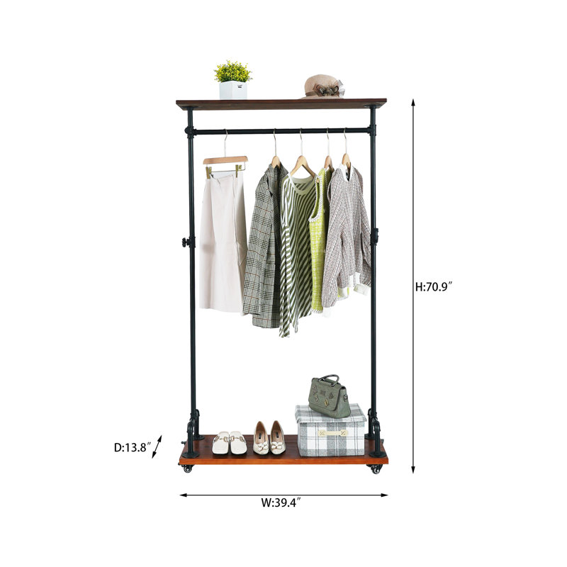 Haddou 39.4'' Rolling Industrial Pipe Clothing Rack