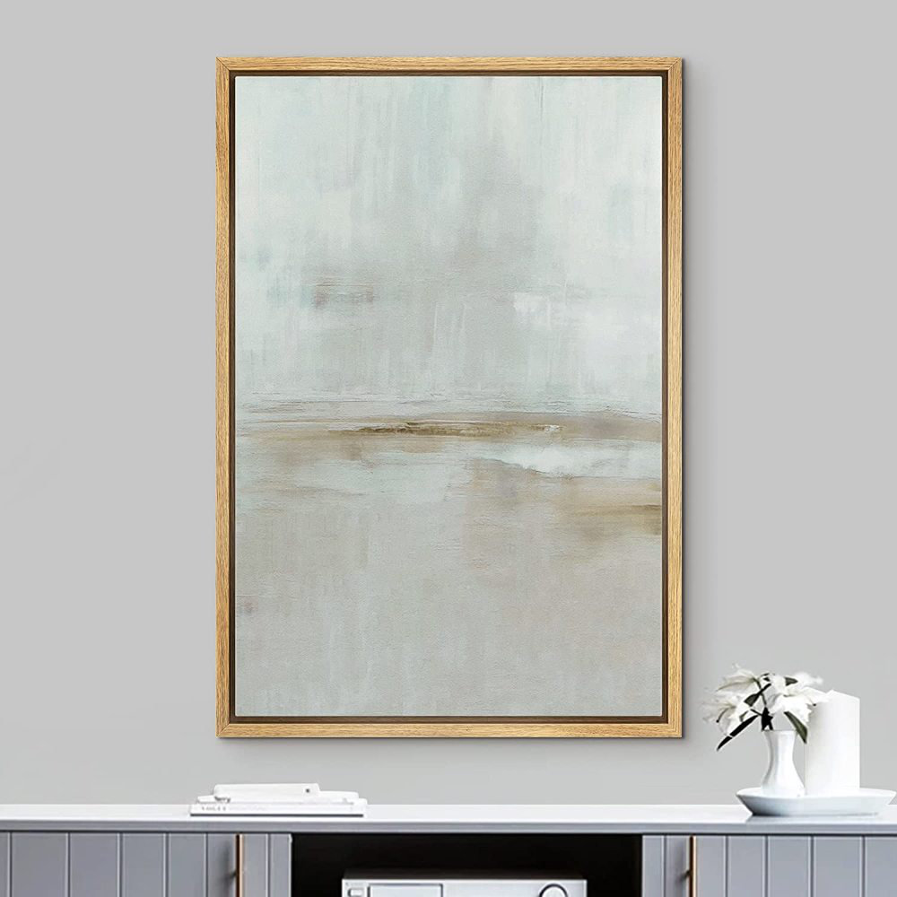 Minimal Landscape " IDEA4WALL Framed Canvas Print Wall Art Pastel Watercolor Gray Grunge Landscape Abstract Shapes Illustrations Modern Art Minimal Decorative For Living Room, Bedroom, Office " IDEA4WALL 