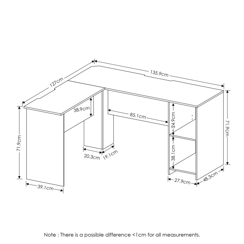 Jalysa L-Shaped Computer Desk, Dark Espresso