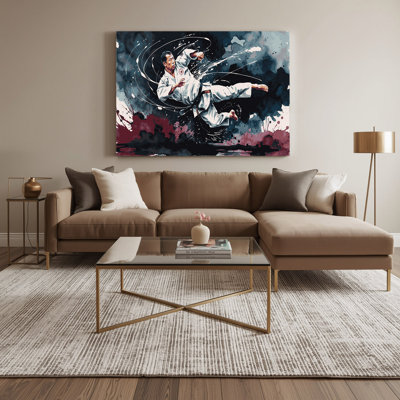 Sports Karate Gray Canvas Wall Art