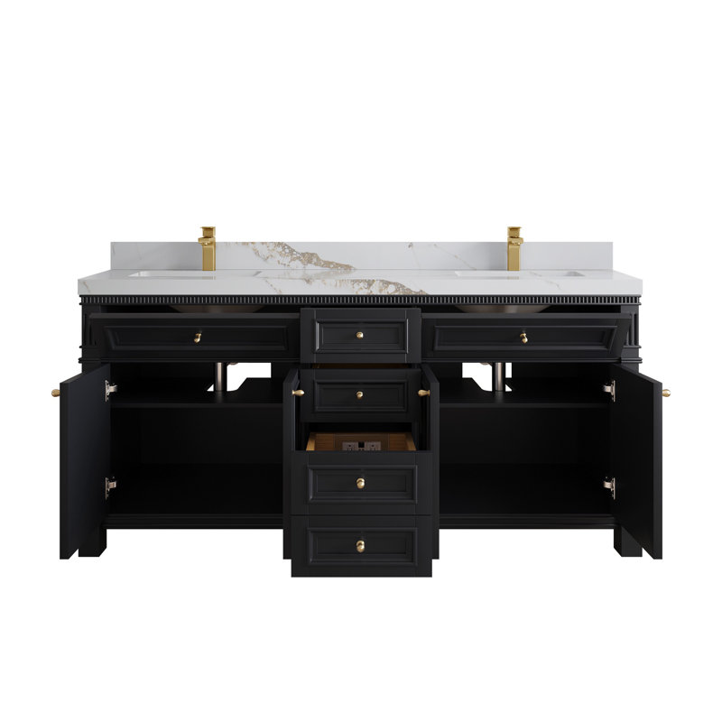 Halsey X P 22 po De salle de bain Quartz noir Calacatta, Or Calacatta