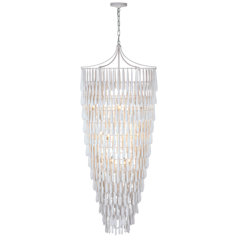 Julie Neill Vacarro Tall Cascading Chandelier, Plaster White