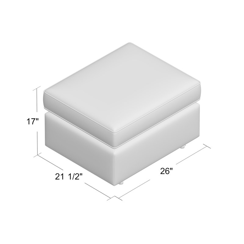 Hagen Upholstered Ottoman, Snow