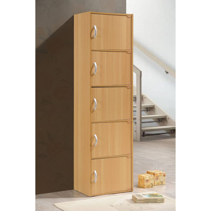 Aimee-Jane Storage Bookcase, Beech, (4 Shelves) 47.4" H x 15.9" W x 11.8" D