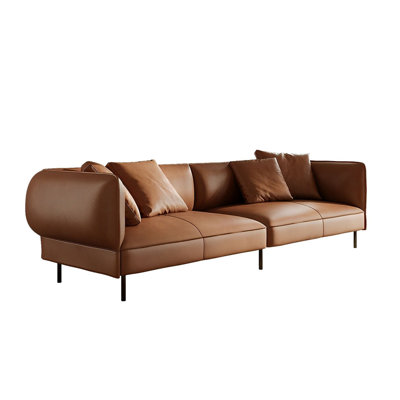 Vintage Italian light luxury lounge leather sofa