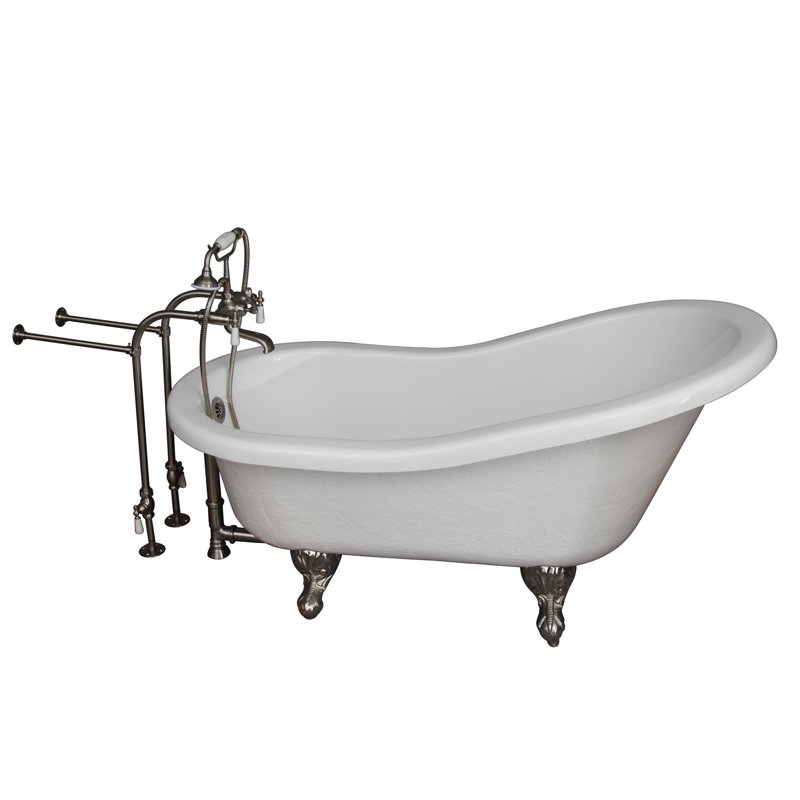 60'' x 30'' Soaking Acrylic Bathtub with Faucet, Brushed Nickel