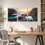 Ensemble de 3 tableaux sur toile « Côte au coucher du soleil » pour la décoration du salon et de la chambre.-129073857