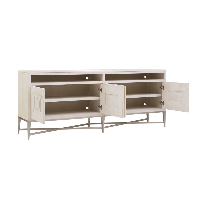 Reflection Gray 4-Door Server with Ash Wood Legs