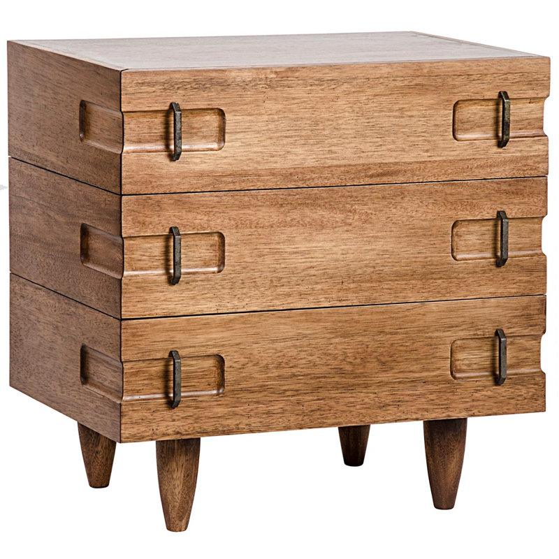David Solid Wood End Table, Dark Walnut