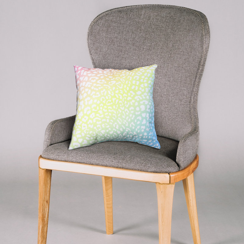 Animal Print Reversible Throw Pillow, Pastel Gradient