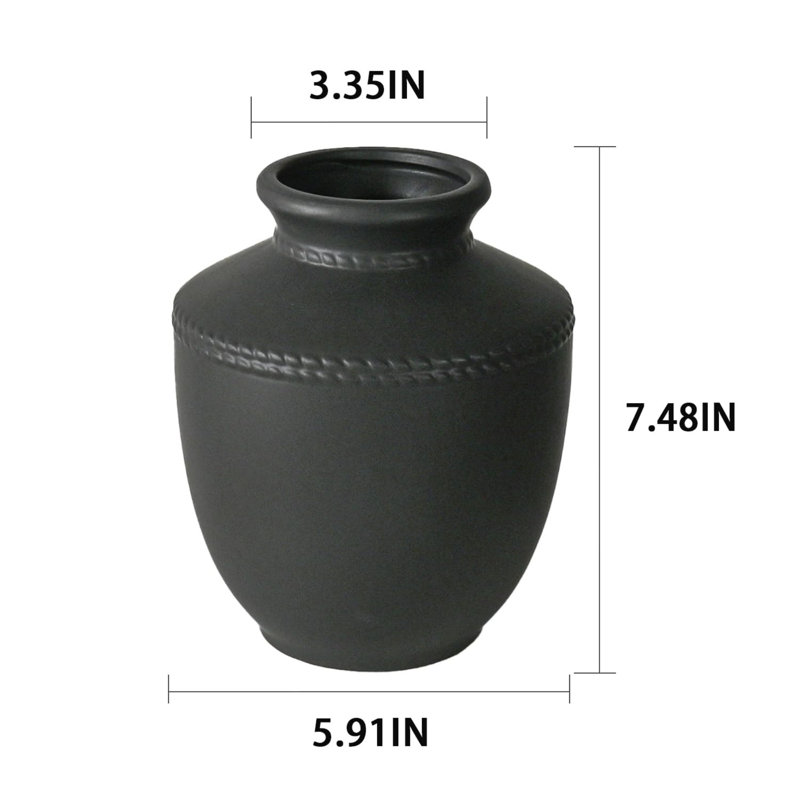 Vase en céramique 7,45 po, Noir