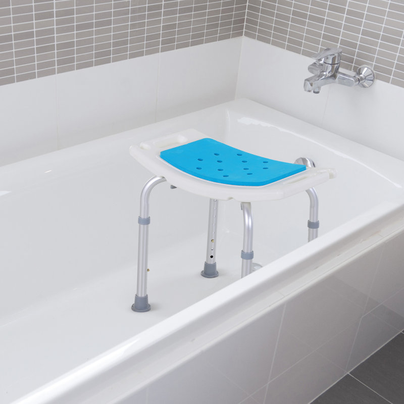 Siège de douche réglable pour personnes âgées, blessées et enceintes - 6 niveaux, antidérapant, - tabouret de bain en aluminium bleu