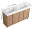 Meuble-lavabo autoportant de 60 po (59-1 / 16 po) avec lavabo en résine double et 4 portes d'armoire à fermeture en douceur, contreplaqué, chêne d'imitation (KD-PACKING)