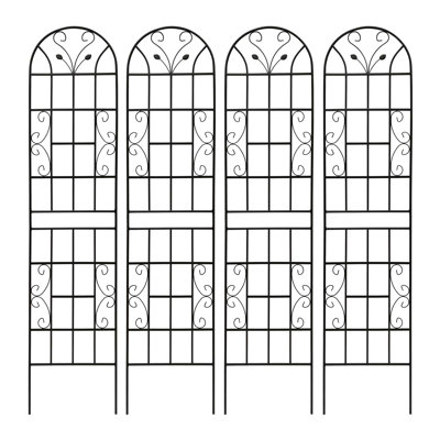 Ensemble de 4 treillis de jardin en métal 86,7 po x 19,7 po antirouille pour plantes grimpantes, support de fleurs extérieur noir