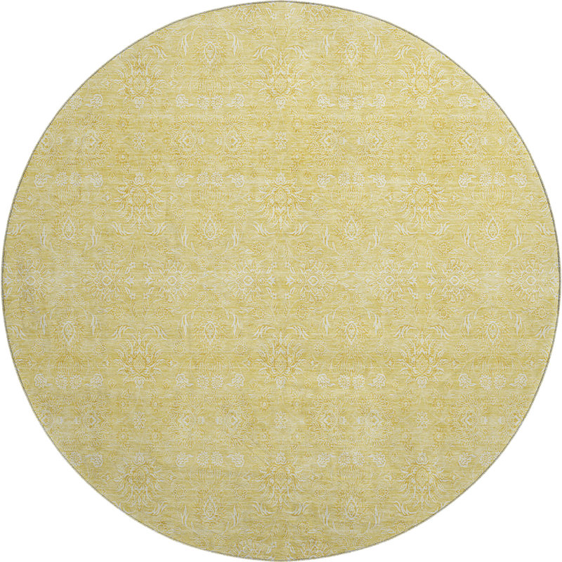 Premium Machine Washable Prisco Honey Rug, Round 8'