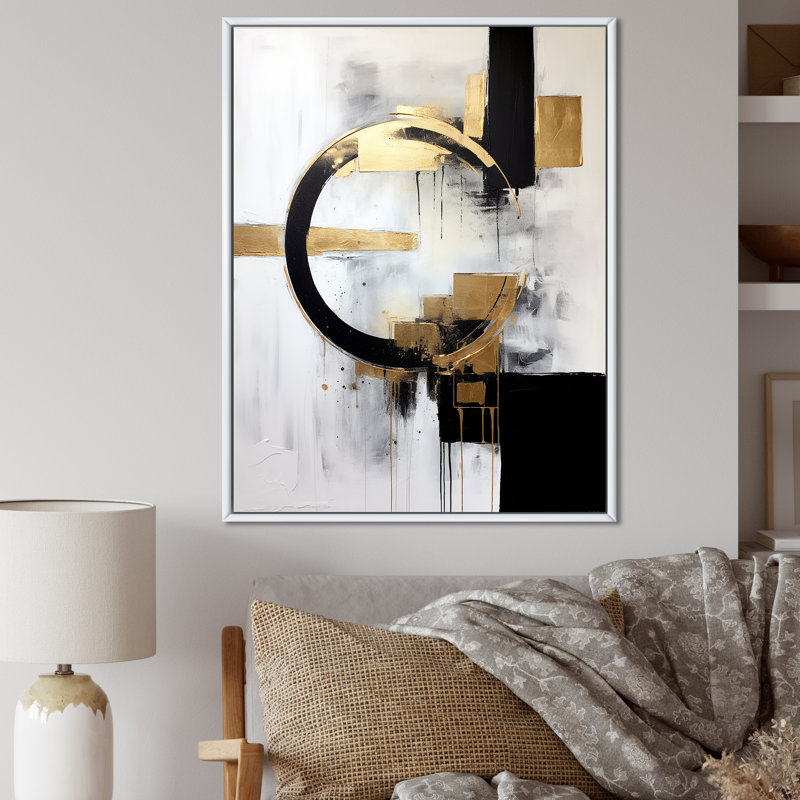 New Balance Dreams, abstrait or et noir - Art mural abstrait pour le salon, H 20 po x l 12 po, Blanc