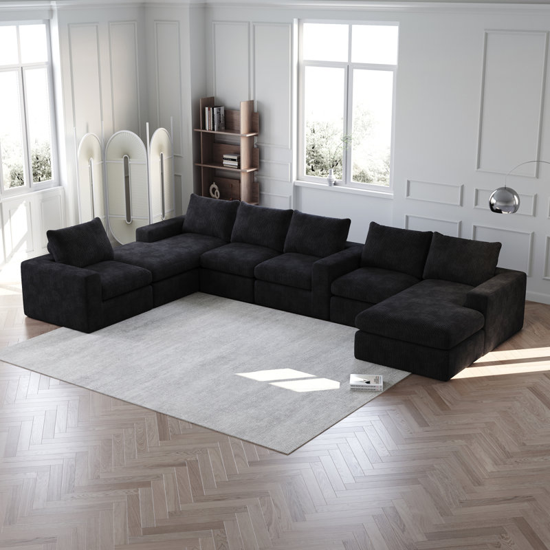 Canapé modulaire en velours côtelé moelleux de style moderne