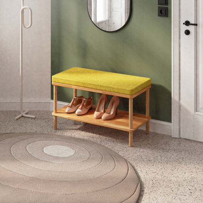 Banc de salle à manger Queens, banc en bois de hêtre massif pour la cuisine et le vestibule