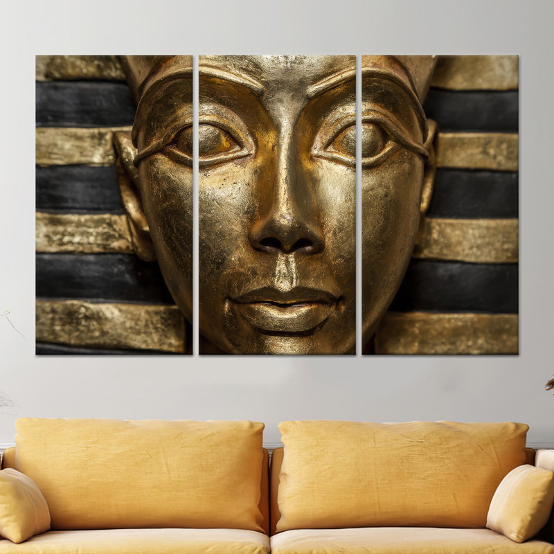 Toile imprimée: décoration murale élégante Pharaon égyptien, toile tendue 3P, 47,2 po H x 70,9 po l
