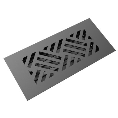Reggio Register 4x10 Low-Profile Steel Floor Vent Cover - Diagonal Pattern - Rust-Proof Louvre