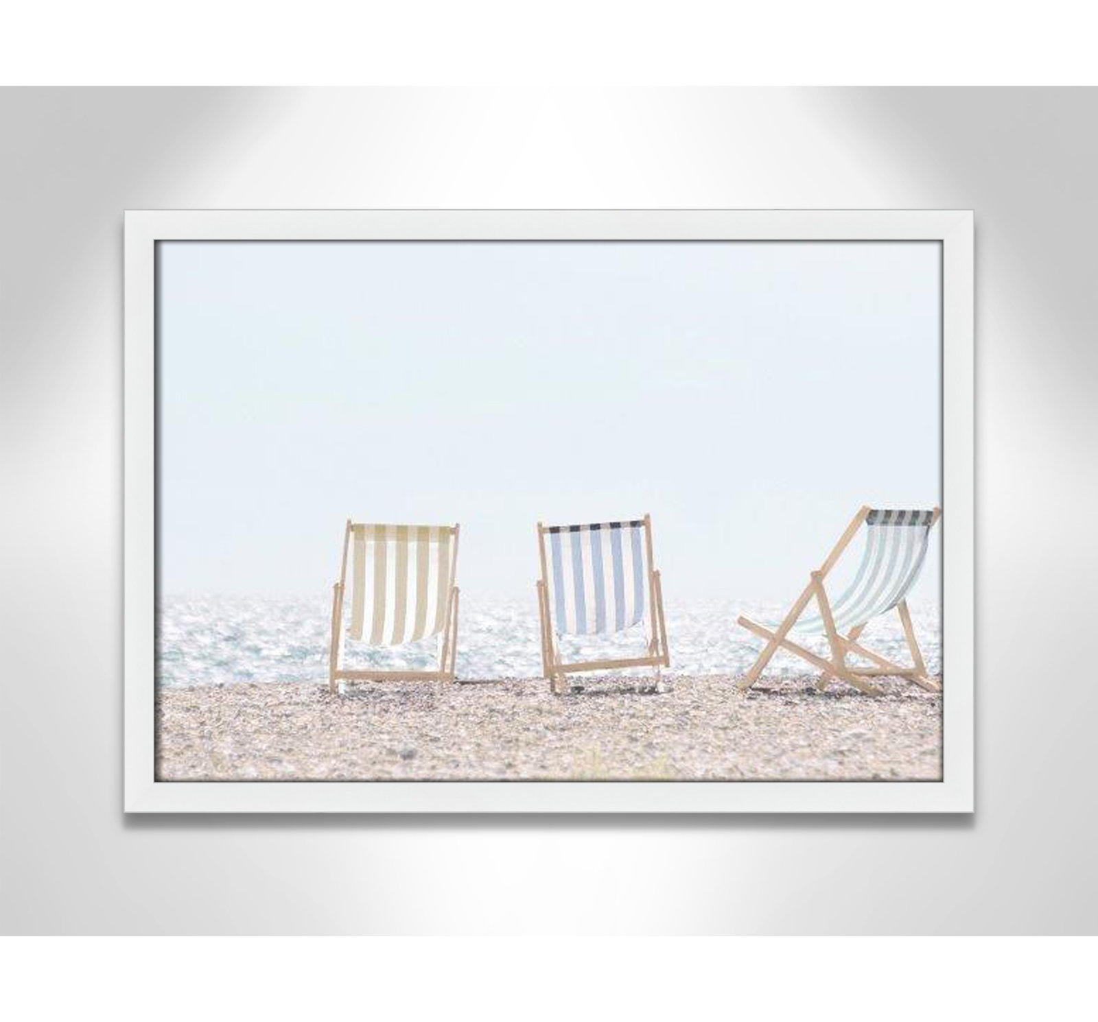 Adriatica "Beach Chairs" Print by Leah Straatsma, 17" H x 23" W x 1.25" D, Satin White