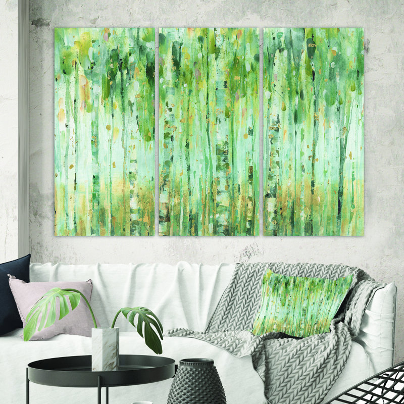 «The Birch Forest II», ensemble de 3 reproductions d'art sur toile tendue, H 32 po x l 48 po x P 1 po
