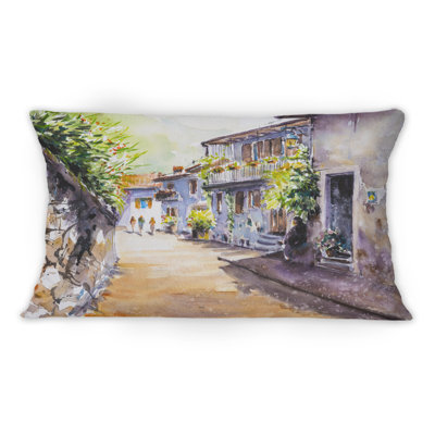 Vue rétro de la vieille Europe II - coussin décoratif imprimé rétro
