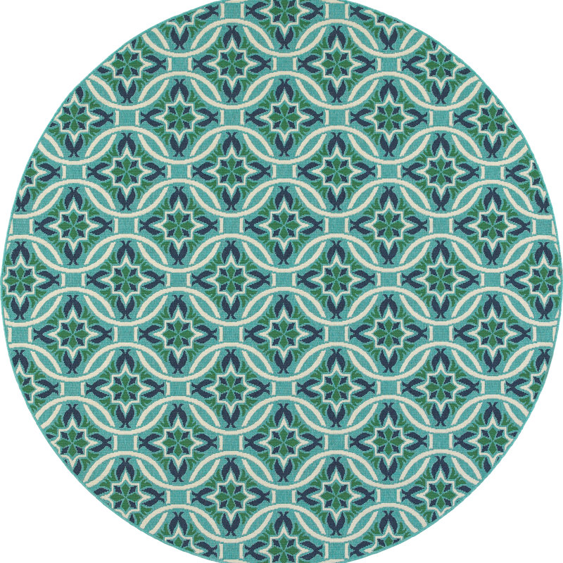 Jaeden Damask Indoor / Outdoor Rug, Round 7'10"