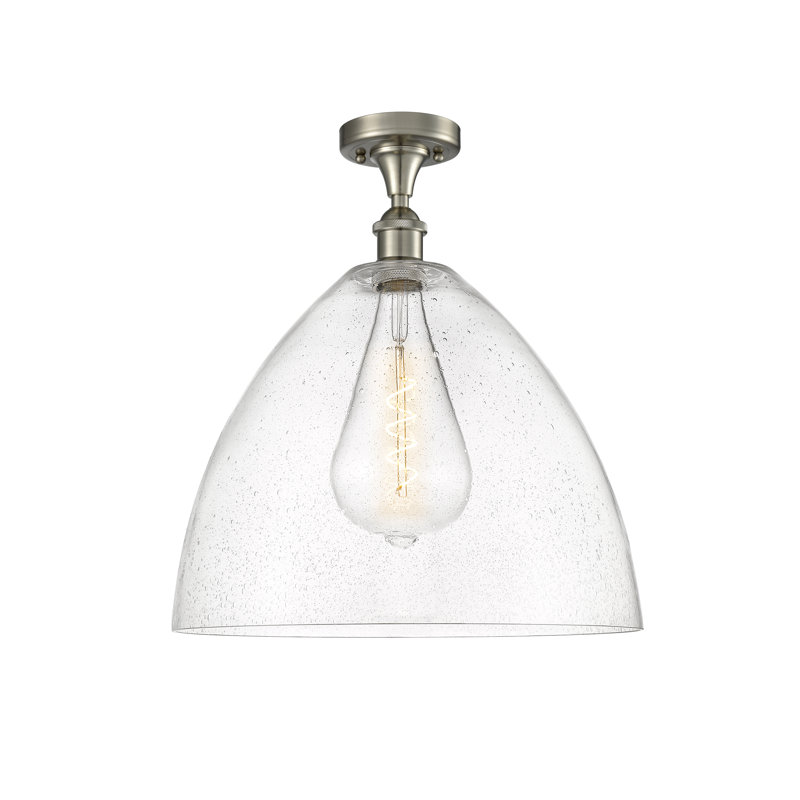 Aloisa Glass Semi Flush Mount, 18.75" H x 16" W x 16" D, Brushed Satin Nickel