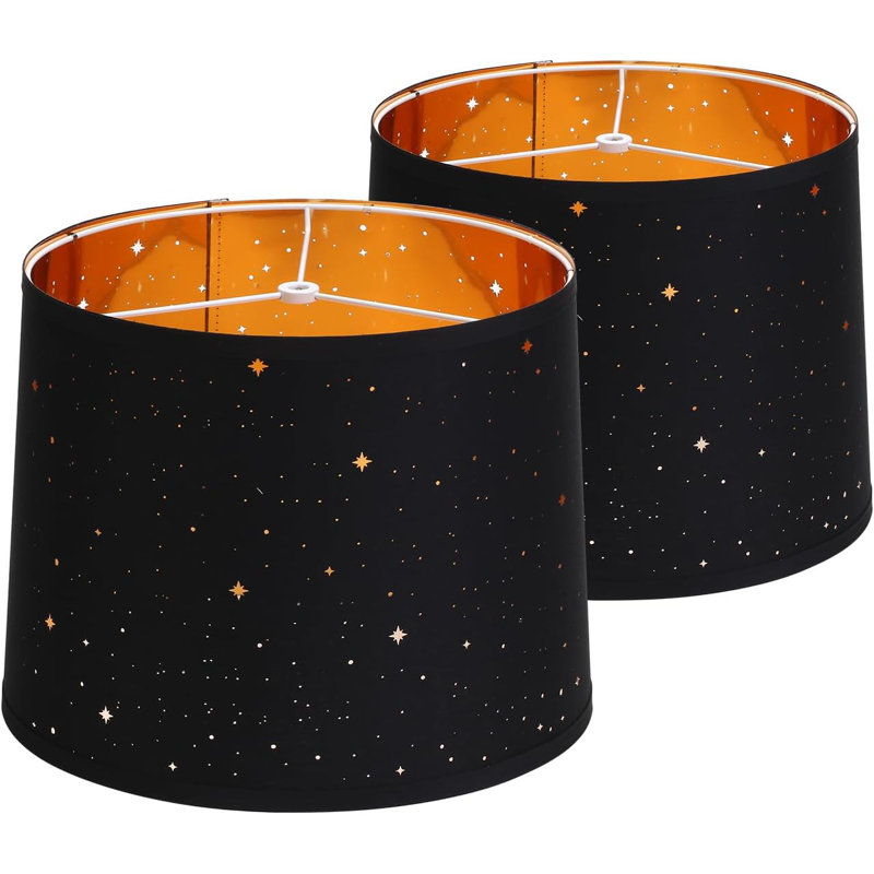 Ensemble d'abat-jour cylindrique en forme d'étoile noire, abat-jour en tissu 11,4 po x 13 po x 10 po avec conception en forme d'araignée pour lampes de table et sur pied, facile à assembler