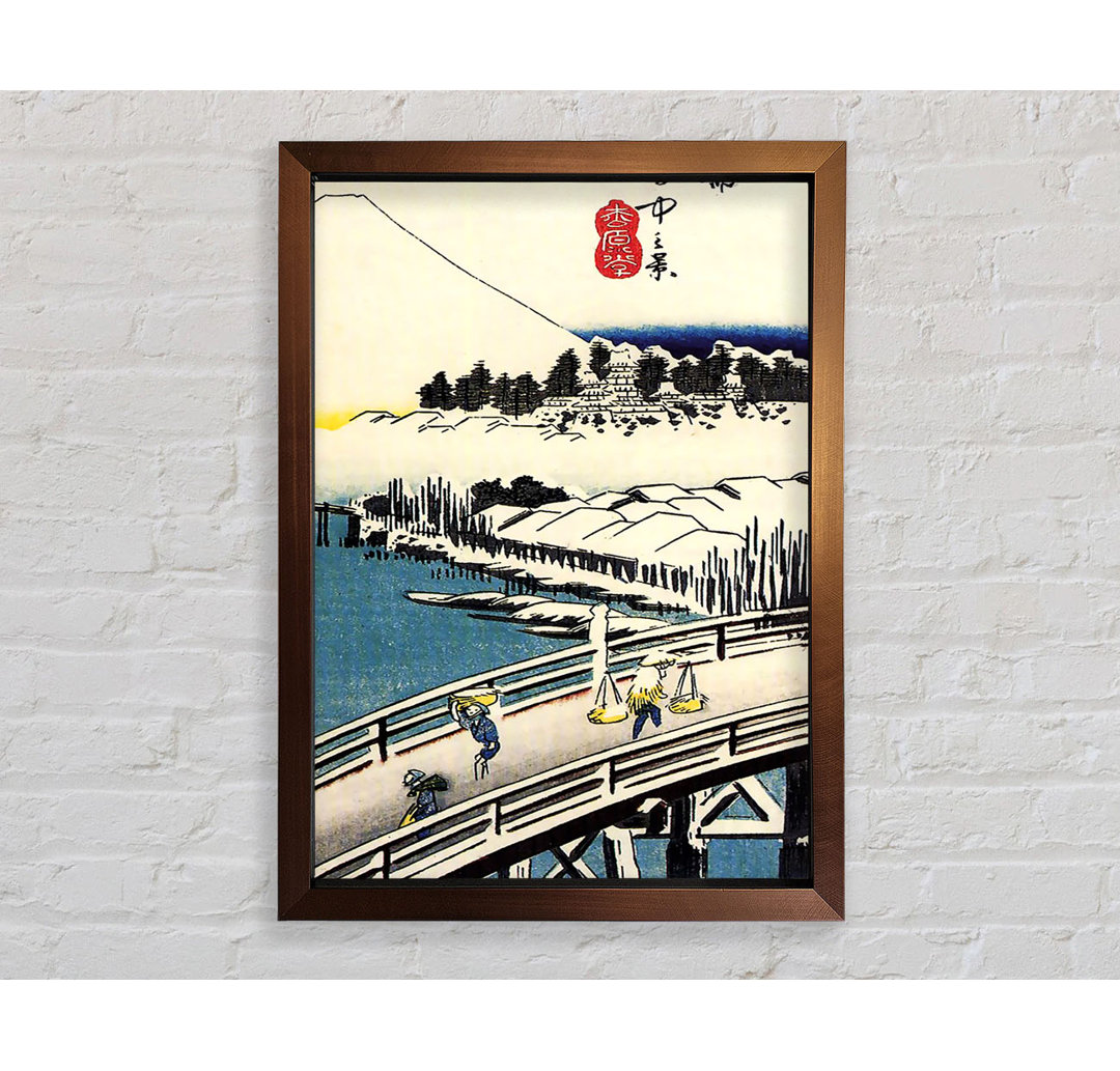 Hiroshige Eine Brücke im Schnee - Druck