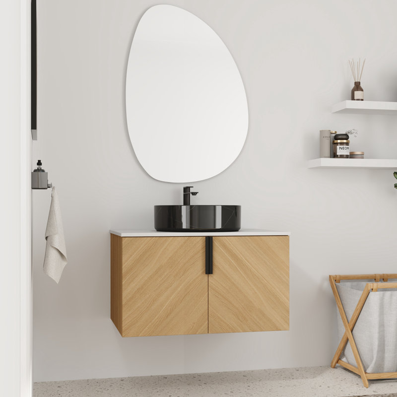 30'' Floating Single Bathroom Vanity with Ceramic Sink, Black