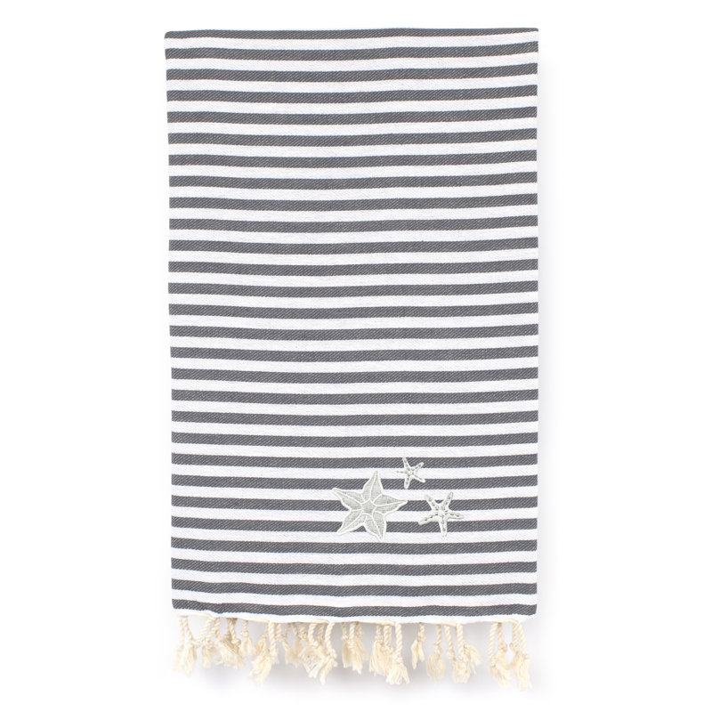 «Fun in the Sun» Serviette de plage en coton turc pestemal, Gris graphite