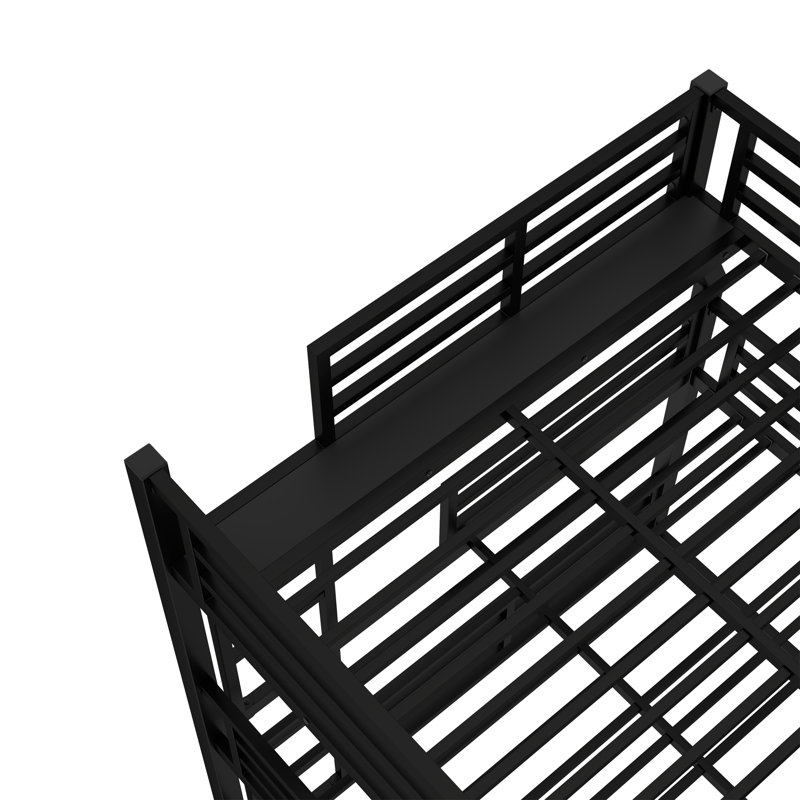 Full/Full XL Over Queen Over Queen Triple Metal Bunk Bed With Safety Guardrails, Full/Full XL Over Queen Over Queen, Black