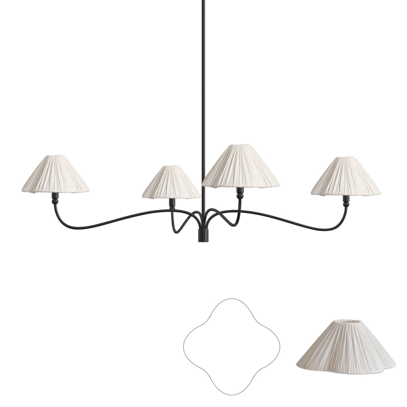 4 - Light Chandelier, Fabric