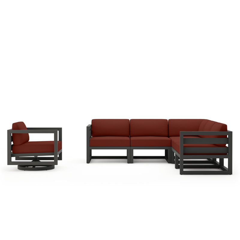 Avion 6 Piece Sectional Set With Swivel, Canvas Charcoal Sunbrella® Canvas, Slate