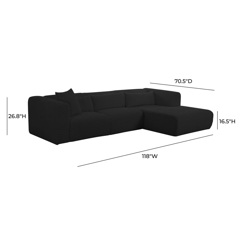 Ensemble modulaire et chaises Chinenye Living, Orienté à gauche (vu de face), Noir, noir, noir, noir